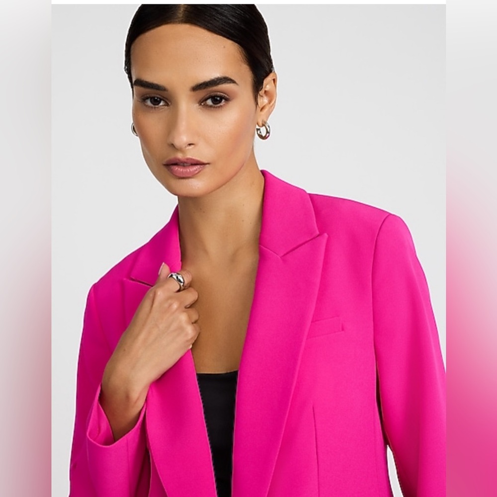 Express Studio Stretch Twill Boyfriend Blazer - Picture 4 of 5